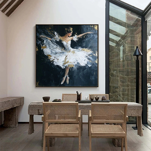Ethereal Poise Textured Gold Leaf Ballerina Painting Canvas Art <b>Print</b> <b>Framed</b> Contemporary Style Indoor Wall Decor - Product Image 3