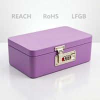 Boîte de rangement métallique violette avec serrure à combinaison personnalisée à 3 chiffres pour objets de valeur, bijoux, argent liquide – Vente en gros, usine, OEM, ODM
