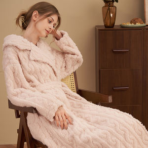 Abito <span class=keywords><strong>da</strong></span> <span class=keywords><strong>notte</strong></span> in morbido corallo di flanella Suoer caldo lungo pigiama <span class=keywords><strong>vestaglia</strong></span> - Product Image 4