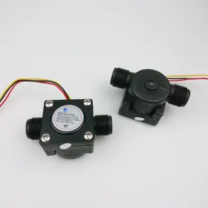 Medidor de fluxo de efeito Hall 1 ~ 30LPM, sensor de fluxo de água baixo de plástico DN15 de 1/2" com 3 fios