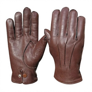 Gants en cuir de mouton marron, chauds pour l'hiver, compatibles écran tactile, pour la conduite, avec logo personnalisé, pour usage quotidien en extérieur - Product Image 1