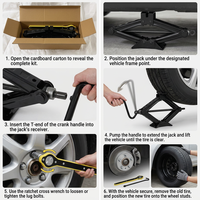 Cric ciseaux portable 2 tonnes (4409 lb) à manivelle pour voiture, kit de réparation d'urgence des pneus avec clé à écrous pour berline, SUV, MPV