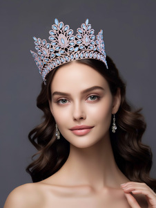 Couronne de mariée en Europe et aux États-Unis robe de mariée nouvel alliage strass cheveux accessoires anniversaire saint valentin couronne - Product Image 6