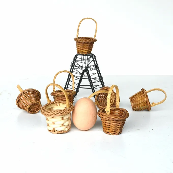 Mini Woven Baskets with Handles for home craft projects and doll house accessories