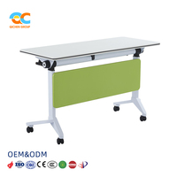 Table de formation avec panneau de confidentialité, cadre blanc, écran vert, roulettes, pliable pour réunions de bureau, formations, bureaux