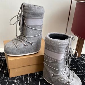 Bottes longues grises confortables antidérapantes à bout rond avec sangle, style skate, pour homme et femme - Product Image 4