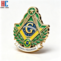 Pin de Solapa Masónico Personalizado con la Bandera Nacional de Brasil, 20 Años de Experiencia de Fábrica, Ordem y Progreso, Compás Cuadrado, Símbolo G, Broche de Metal
