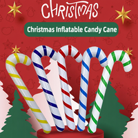 Canne à sucre gonflable de Noël de 115 cm en PVC, décoration de fête de Noël, accessoire et jouet de Noël, canne à sucre de Noël