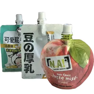 Fruit Shape Beverage Pouch Pouch Customized With Straw Inside Spout Stand Up Pouch Aluminum Plastic Bag