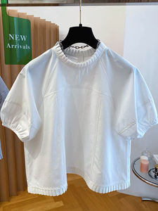 Chemisier plissé ample et amincissant à manches courtes pour femme, nouvelle collection été 2026, vente en gros pour boutiques - Product Image 3