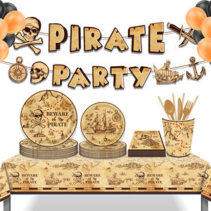 MM220 Assiettes en papier Thème Pirate Tasses Serviettes Fournitures jetables 8 invités Vaisselle pour fête d'anniversaire - Product Image 3