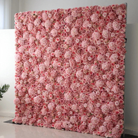 Paneles de Pared de Flores Artificiales con Efectos 3D Personalizados, Panel de Rosas Rosadas para Decoración de Tiendas