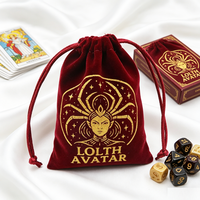 Sac en velours rouge personnalisé avec cordon de serrage pour dés, cartes de tarot, bijoux, emballage de jeux de dés DND, sacs cadeaux