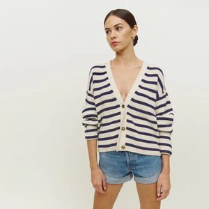 Cárdigan de punto de algodón con cuello en V profundo para <span class=keywords><strong>mujer</strong></span>, estilo informal de invierno con botones en capas, suéteres largos al por mayor - Product Image 2