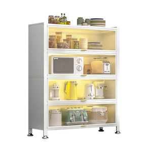 Armoire de cuisine personnalisée grise 4/5 portes pour micro-ondes, <span class=keywords><strong>meuble</strong></span> de rangement anti-poussière pour snacks de salon - Product Image 4