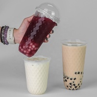 Nouvel Arrivage Gobelets à Parois Ondulées en PP jetables, transparents, résistants à la chaleur, en forme de diamant, avec logo personnalisé, en forme de U, 500ml/700ml, diamètre 90mm