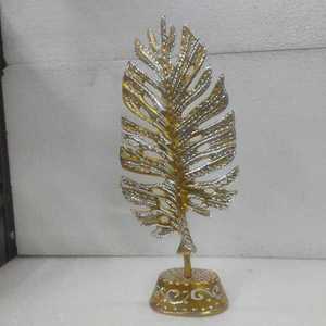 Décoration d'intérieur : Figurine de feuille de luxe en métal doré, ornement décoratif de table pour salon, bureau, chambre, hôtel, mariage - Product Image 3