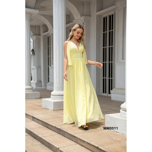 Abiti da Sera Lunghi Eleganti Gialli con Spacco Laterale a Prezzo di Fabbrica, Vestiti Formali Modesti per Cerimonie - Product Image 5