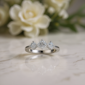 Anillo de Diamantes de Oro Blanco, Corte Brillante Redondo, Color G, Diamante Natural, Anillo de Compromiso Clásico para Mujer - Product Image 2