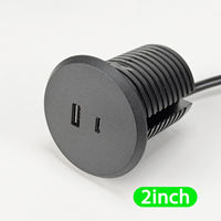 Tomacorriente Industrial Empotrado con Puerto USB-C de Carga Rápida PD de 20W, Enchufe Redondo Integrado para Escritorio, Estación de Trabajo y Hospital