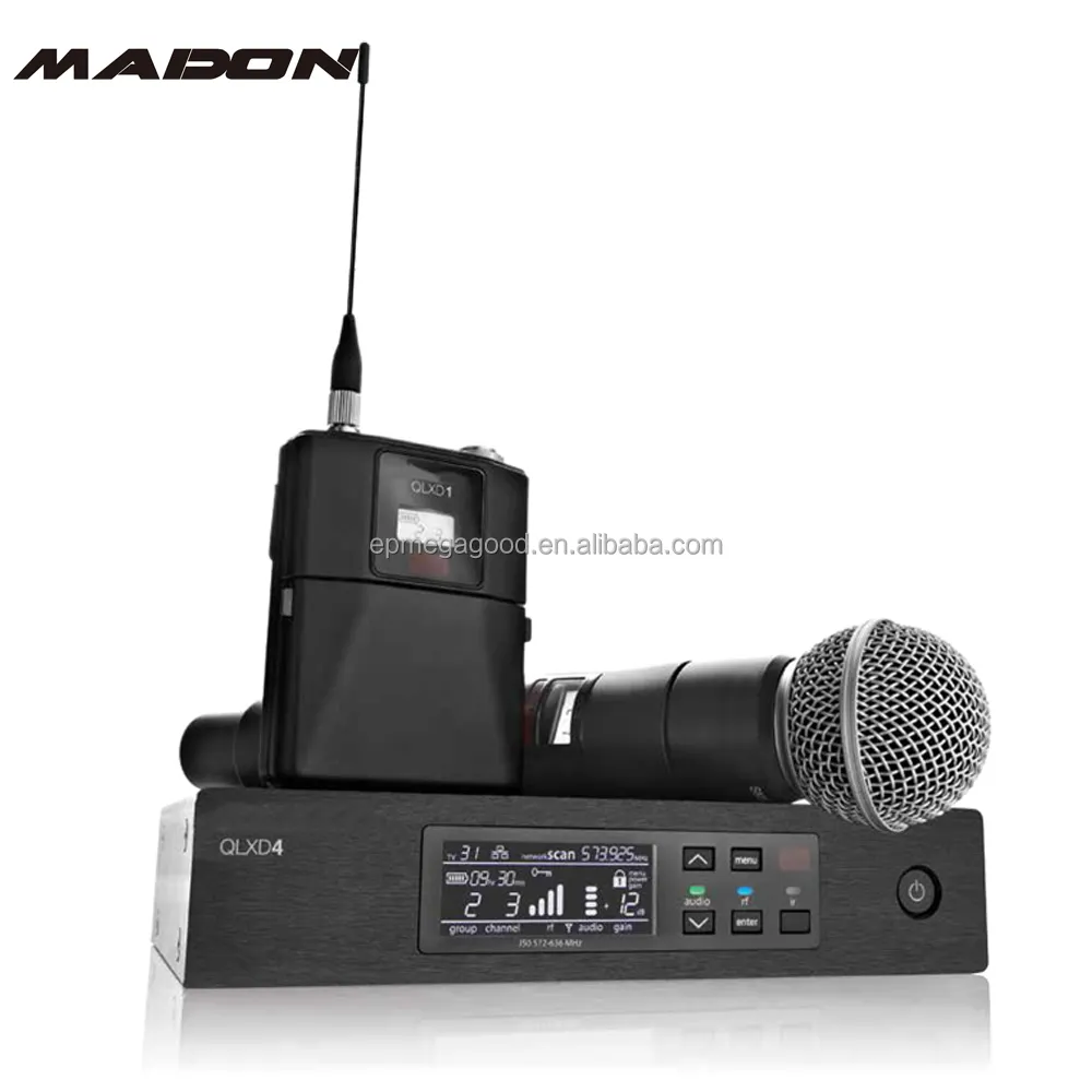 Microfone sem fio profissional qlxd4, com transmissor de mão sm 58, microfone sem fio para sinal uhf, frequência de 780-822 mhz