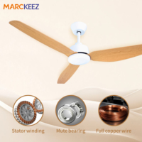 Ventilateur de plafond BLDC 52 pouces à économie d'énergie avec design silencieux et flux d'air réversible, 3 pales en ABS, sans lumière, pour usage domestique intérieur