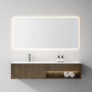 Mueble de Baño Moderno de Precio Económico, Mueble de Baño de Pie con Espejo, Pintado en Marrón - Product Image 1