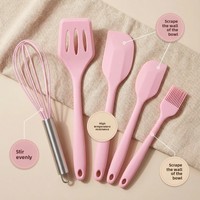 Ensemble d'ustensiles de cuisine en silicone antiadhésifs faciles à nettoyer, 5 pièces, accessoires de cuisson pour la cuisine, vente en gros