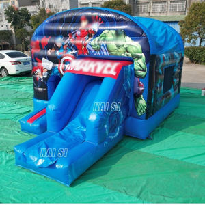 Aire de jeux gonflable avec château gonflable et toboggan bleu, motif dessin animé, équipement de fête, <span class=keywords><strong>location</strong></span> d'attractions gonflables - Product Image 4