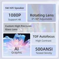 Projecteur 1080P Proyector 4K avec objectif rotatif, écran miroir, projecteur vidéo Android 4K 1080P Everycom Rondo Projecteur 4K