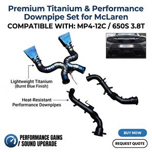 Sistema de Escape Vortex Pie Cut Blue Titanium X-Pipe con Downpipe para McLaren MP4-12C 650S 3.8T BiTurbo V8, Kit de Tuning Deportivo de Competición - Product Image 1