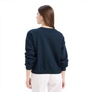 100% cotton crew neck sweatshirt Women's solid color pullover Full sleeve knitted autumn wear - Product Image 3