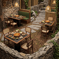 Tables et chaises en bois massif vintage, mobilier commercial pour restaurants de hot pot et restaurants occidentaux