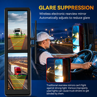 Espejo Retrovisor Electrónico Inalámbrico con Pantalla Táctil de 15.88 Pulgadas, 4 Cámaras Solares Magnéticas, Pantalla Dividida y BSD para Camiones Pesados