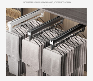 Garde-robe à l'intérieur du rangement Glissière télescopique montée sur le dessus Cintre Corde à linge Pôle Pull-out Rail Pant Rack - Product Image 3