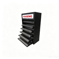 Présentoir de sol métallique multi-niveaux pour tabac avec armoire de rangement inférieure pour cigarettes, snus et sachets de café – Idéal pour la vente au détail