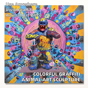 Sculpture d'animal en résine peinte à la main, personnalisée, colorée, style graffiti, pour intérieur et extérieur, collectionnable, pour la maison et le fitness - Product Image 2
