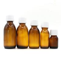 Bouteille en verre ambré pour sirop, avec bouchon à vis, anti-fuite, pour emballage distribué, sérigraphiée, 30ml, 60ml, 100ml, 125ml, 150ml