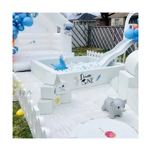 Fashionable interesting white indoor colorful preschool party equipment home kids play area soft play for kids jumping castle