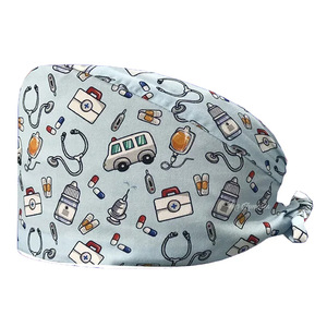 Bonnet chirurgical en coton avec motifs amusants, unisexe, respirant, réutilisable pour les professionnels de la santé, taille adulte, uniforme imprimé numériquement - Product Image 3