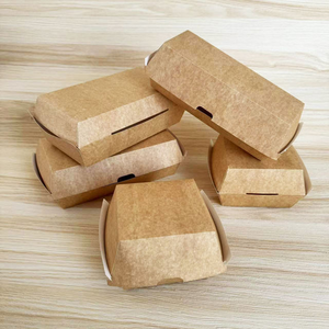 Kaplı elişi kağıdı <span class=keywords><strong>Burger</strong></span> kutusu beyaz Kraft dışında menteşeli kapaklı beyaz karton Hamburger kutusu kızarmış tavuk kutusu - Product Image 3