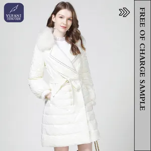 YuFan ODM White Long Coat Women New Style Long Puffer Jacket With Fur Hood For Women Winter Jackets Plus Size Puffer Jacket