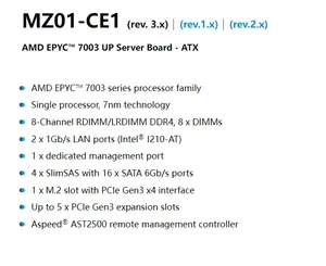 Tân trang Gigabyte MZ01-CE1 (rev.3.x) máy chủ Bo mạch chủ <span class=keywords><strong>AMD</strong></span> epyc 7003 loạt Bộ vi xử lý DDR4 RAM thử nghiệm trước khi vận chuyển - Product Image 3