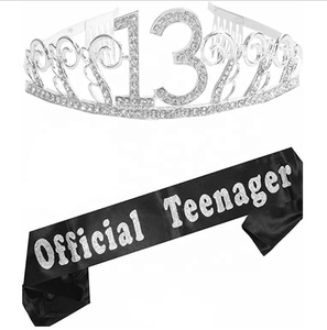 <span class=keywords><strong>13th</strong></span> cumpleaños Tiara nupcial feliz <span class=keywords><strong>13th</strong></span> fiesta de cumpleaños suministros <span class=keywords><strong>13th</strong></span> Officinal adolescente conjunto para <span class=keywords><strong>13th</strong></span> fiesta de cumpleaños suministros - Product Image 5