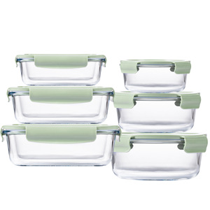Boîte à lunch en verre rectangulaire avec couvercle hermétique, qualité alimentaire, compatible réfrigérateur et micro-ondes, avec séparateur - Product Image 2