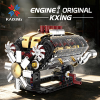 Set de Construcción de Bloques de Plástico Eléctricos MOC: Modelo de Motor V8 Clásico con Válvulas, Juguete de Coches, Rompecabezas, Regalo Científico para Fiestas, Adorno