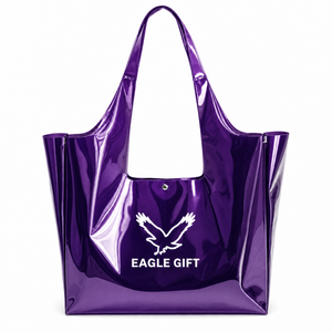 Wholesale Custom Logo PVC <b>Tote</b> Bag Transparent Clear <b>Plastic</b> Medium Size PP Webbing Long Handle Shanghai Made Customized Pattern - Product Image 6