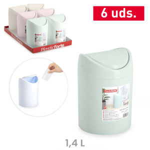 Cestino piccolo PlasticForte da 1,4 L con coperchio a battente, contenitore per rifiuti, colori assortiti - Product Image 1
