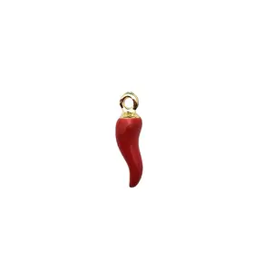 Fashion Gold /silver plating Italian Horn Shape charm colorful enamel Vegetables capsicum pendants for DIY Jewelry