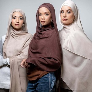 モーダルロングショール女性用カスタム175*75夏無地ヒジャーブスカーフTudung Soildモダルムスリムヒジャーブ - Product Image 3